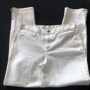 Ralph Lauren Women's Cream white Skinny Ankle Jeans size 6 with ankle zippers